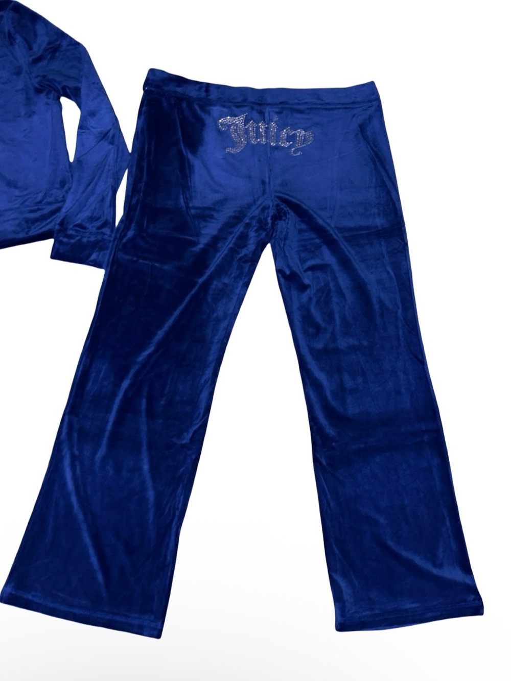 JUICY COUTURE MASCOT BLUE ROYAL BLUE BLING RHINESTONE VELOUR TRACKSUIT *PANTS*